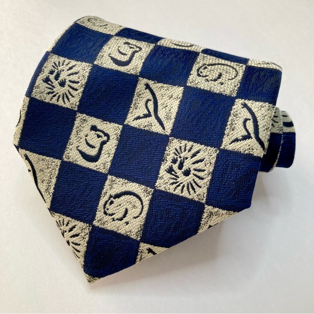 Weiss Art Australia Classic Animal Blue Checked Tie